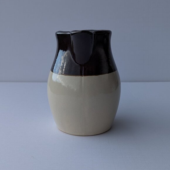 Vintage Roseville Pottery Pitcher Jug  6" Dark Brown and Cream RRP Co USA - Picture 5 of 16